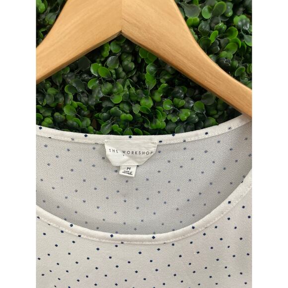 The Workshop, White and Blue polka Dot Blouse, Women’s Size M - Picture 4 of 5